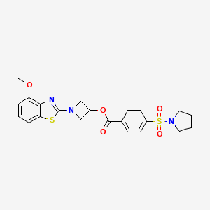 molecular formula C22H23N3O5S2 B2845256 1-(4-甲氧基苯并[d]噻唑-2-基)吖唑啉-3-基-4-(吡咯啉-1-基磺酰基)苯酸酯 CAS No. 1396578-13-4