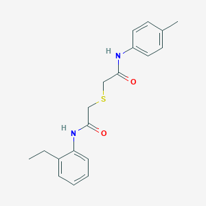 molecular formula C19H22N2O2S B284526 2-{[2-(2-ethylanilino)-2-oxoethyl]sulfanyl}-N-(4-methylphenyl)acetamide 