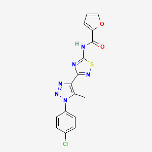 molecular formula C16H11ClN6O2S B2845274 N-(3-(1-(4-chlorophenyl)-5-methyl-1H-1,2,3-triazol-4-yl)-1,2,4-thiadiazol-5-yl)furan-2-carboxamide CAS No. 931723-39-6