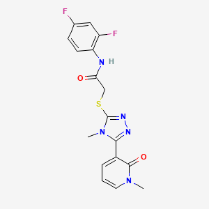 molecular formula C17H15F2N5O2S B2845289 N-(2,4-difluorophenyl)-2-((4-methyl-5-(1-methyl-2-oxo-1,2-dihydropyridin-3-yl)-4H-1,2,4-triazol-3-yl)thio)acetamide CAS No. 1105227-11-9