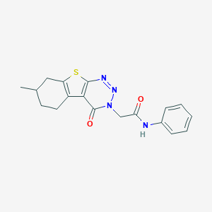 molecular formula C18H18N4O2S B284529 2-(7-methyl-4-oxo-5,6,7,8-tetrahydro[1]benzothieno[2,3-d][1,2,3]triazin-3(4H)-yl)-N-phenylacetamide 