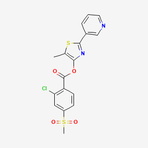 molecular formula C17H13ClN2O4S2 B2845297 5-甲基-2-(3-吡啶基)-1,3-噻唑-4-基 2-氯-4-(甲磺基)苯甲酸酯 CAS No. 338399-02-3