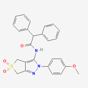 molecular formula C26H23N3O4S B2845309 N-[2-(4-methoxyphenyl)-5,5-dioxo-4,6-dihydrothieno[3,4-c]pyrazol-3-yl]-2,2-diphenylacetamide CAS No. 681267-02-7