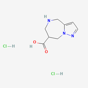 molecular formula C8H13Cl2N3O2 B2845311 5,6,7,8-Tetrahydro-4H-pyrazolo[1,5-a][1,4]diazepine-7-carboxylic acid dihydrochloride CAS No. 2260931-03-9