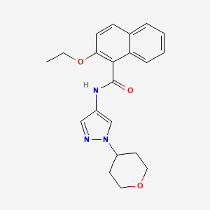 molecular formula C21H23N3O3 B2845313 2-ethoxy-N-(1-(tetrahydro-2H-pyran-4-yl)-1H-pyrazol-4-yl)-1-naphthamide CAS No. 1448066-66-7