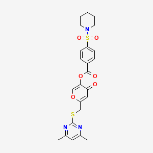 6-(((4,6-dimethylpyrimidin-2-yl)thio)methyl)-4-oxo-4H-pyran-3-yl 4-(piperidin-1-ylsulfonyl)benzoate