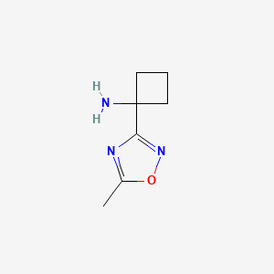 molecular formula C7H11N3O B2845325 [1-(5-Methyl-1,2,4-oxadiazol-3-yl)cyclobutyl]amine CAS No. 1152982-44-9