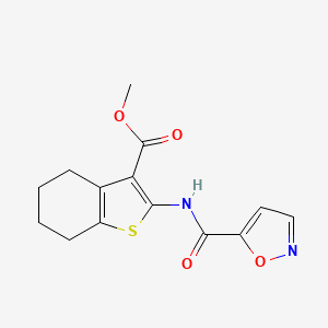 molecular formula C14H14N2O4S B2845331 Methyl 2-(isoxazole-5-carboxamido)-4,5,6,7-tetrahydrobenzo[b]thiophene-3-carboxylate CAS No. 919860-98-3