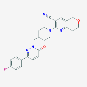 2-[4-[[3-(4-Fluorophenyl)-6-oxopyridazin-1-yl]methyl]piperidin-1-yl]-7,8-dihydro-5H-pyrano[4,3-b]pyridine-3-carbonitrile