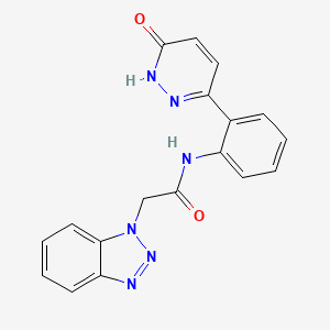 molecular formula C18H14N6O2 B2845338 2-(1H-benzo[d][1,2,3]triazol-1-yl)-N-(2-(6-oxo-1,6-dihydropyridazin-3-yl)phenyl)acetamide CAS No. 1428359-72-1