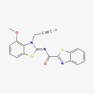 molecular formula C19H13N3O2S2 B2845339 (Z)-N-(4-甲氧基-3-(丙-2-炔-1-基)苯并[d]噻唑-2(3H)-基)-苯并[d]噻唑-2-甲酰胺 CAS No. 868377-74-6