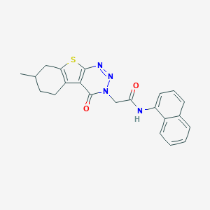 molecular formula C22H20N4O2S B284535 2-(7-methyl-4-oxo-5,6,7,8-tetrahydro[1]benzothieno[2,3-d][1,2,3]triazin-3(4H)-yl)-N-(1-naphthyl)acetamide 