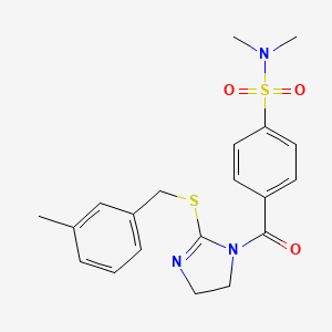 N,N-dimethyl-4-(2-((3-methylbenzyl)thio)-4,5-dihydro-1H-imidazole-1-carbonyl)benzenesulfonamide