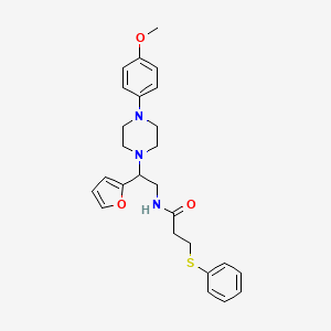 molecular formula C26H31N3O3S B2845365 N-(2-(furan-2-yl)-2-(4-(4-methoxyphenyl)piperazin-1-yl)ethyl)-3-(phenylthio)propanamide CAS No. 1210195-98-4
