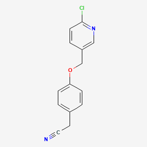 molecular formula C14H11ClN2O B2845371 2-{4-[(6-氯吡啶-3-基)甲氧基]苯基}乙腈 CAS No. 1016765-65-3