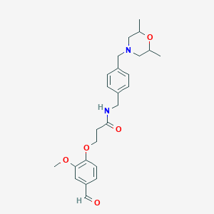 molecular formula C25H32N2O5 B2845377 N-[[4-[(2,6-Dimethylmorpholin-4-yl)methyl]phenyl]methyl]-3-(4-formyl-2-methoxyphenoxy)propanamide CAS No. 1607261-29-9