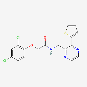 molecular formula C17H13Cl2N3O2S B2845380 2-(2,4-dichlorophenoxy)-N-((3-(thiophen-2-yl)pyrazin-2-yl)methyl)acetamide CAS No. 2034613-36-8