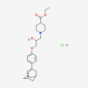molecular formula C27H40ClNO4 B2845384 乙酸乙酯 1-{3-[4-(金刚烷-1-基)苯氧基]-2-羟基丙基}哌啶-4-羧酸 盐酸盐 CAS No. 1201421-60-4