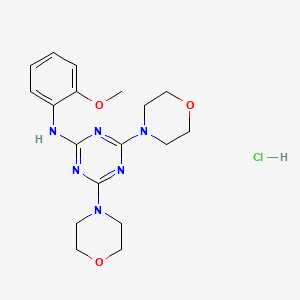molecular formula C18H25ClN6O3 B2845390 N-(2-methoxyphenyl)-4,6-dimorpholino-1,3,5-triazin-2-amine hydrochloride CAS No. 1177831-06-9