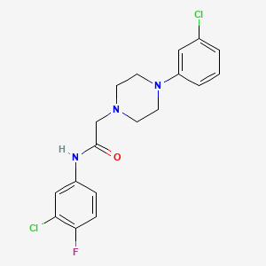 molecular formula C18H18Cl2FN3O B2845392 N-(3-chloro-4-fluorophenyl)-2-[4-(3-chlorophenyl)piperazin-1-yl]acetamide CAS No. 329079-88-1