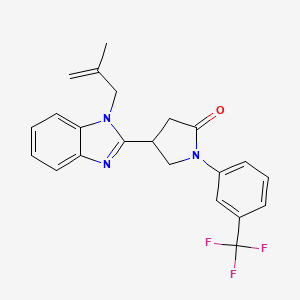 molecular formula C22H20F3N3O B2845397 4-(1-(2-methylallyl)-1H-benzo[d]imidazol-2-yl)-1-(3-(trifluoromethyl)phenyl)pyrrolidin-2-one CAS No. 847395-14-6