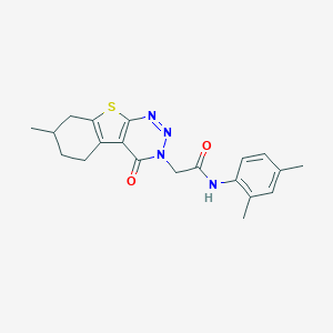 molecular formula C20H22N4O2S B284540 N-(2,4-dimethylphenyl)-2-(7-methyl-4-oxo-5,6,7,8-tetrahydro[1]benzothieno[2,3-d][1,2,3]triazin-3(4H)-yl)acetamide 
