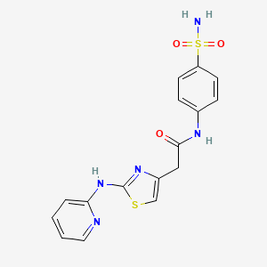 molecular formula C16H15N5O3S2 B2845419 2-(2-(吡啶-2-基氨基)噻唑-4-基)-N-(4-磺酰基苯基)乙酰胺 CAS No. 1226437-77-9