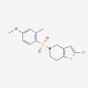 molecular formula C15H16ClNO3S2 B2845431 2-Chloro-5-((4-methoxy-2-methylphenyl)sulfonyl)-4,5,6,7-tetrahydrothieno[3,2-c]pyridine CAS No. 2034554-06-6