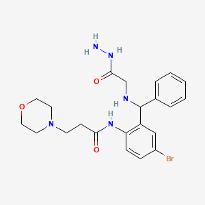 molecular formula C22H28BrN5O3 B2845435 N-[4-bromo-2-[[(2-hydrazinyl-2-oxoethyl)amino]-phenylmethyl]phenyl]-3-(4-morpholinyl)propanamide CAS No. 332018-97-0