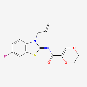 molecular formula C15H13FN2O3S B2845436 (Z)-N-(3-allyl-6-fluorobenzo[d]thiazol-2(3H)-ylidene)-5,6-dihydro-1,4-dioxine-2-carboxamide CAS No. 865175-38-8