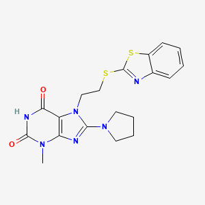 7-(2-(benzo[d]thiazol-2-ylthio)ethyl)-3-methyl-8-(pyrrolidin-1-yl)-1H-purine-2,6(3H,7H)-dione