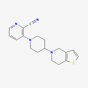 molecular formula C18H20N4S B2845438 3-[4-(6,7-Dihydro-4H-thieno[3,2-c]pyridin-5-yl)piperidin-1-yl]pyridine-2-carbonitrile CAS No. 2379987-24-1