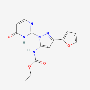 ethyl (3-(furan-2-yl)-1-(4-methyl-6-oxo-1,6-dihydropyrimidin-2-yl)-1H-pyrazol-5-yl)carbamate