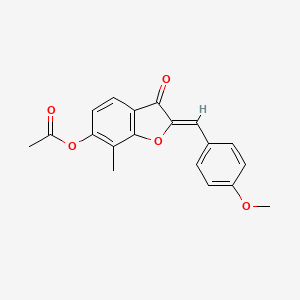 (Z)-2-(4-methoxybenzylidene)-7-methyl-3-oxo-2,3-dihydrobenzofuran-6-yl acetate
