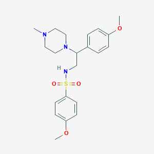molecular formula C21H29N3O4S B2845468 4-methoxy-N-(2-(4-methoxyphenyl)-2-(4-methylpiperazin-1-yl)ethyl)benzenesulfonamide CAS No. 898431-94-2