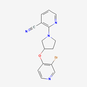 molecular formula C15H13BrN4O B2845473 2-[3-(3-Bromopyridin-4-yl)oxypyrrolidin-1-yl]pyridine-3-carbonitrile CAS No. 2380169-54-8