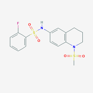 molecular formula C16H17FN2O4S2 B2845475 2-fluoro-N-(1-methylsulfonyl-3,4-dihydro-2H-quinolin-6-yl)benzenesulfonamide CAS No. 941882-73-1