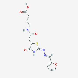 4-(2-((E)-2-((E)-(furan-2-ylmethylene)hydrazono)-4-oxothiazolidin-5-yl)acetamido)butanoic acid