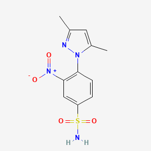 molecular formula C11H12N4O4S B2845478 4-(3,5-Dimethylpyrazol-1-yl)-3-nitrobenzenesulfonamide CAS No. 882218-89-5