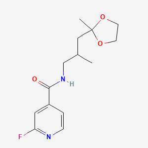 molecular formula C14H19FN2O3 B2845481 2-Fluoro-N-[2-methyl-3-(2-methyl-1,3-dioxolan-2-YL)propyl]pyridine-4-carboxamide CAS No. 1385461-90-4