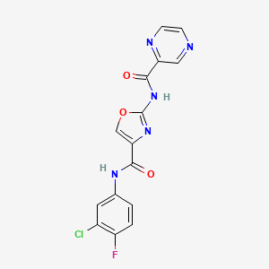 N-(3-chloro-4-fluorophenyl)-2-(pyrazine-2-carboxamido)oxazole-4-carboxamide