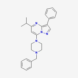 molecular formula C26H29N5 B2845495 7-(4-Benzylpiperazin-1-yl)-5-isopropyl-3-phenylpyrazolo[1,5-a]pyrimidine CAS No. 900278-04-8