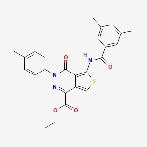 molecular formula C25H23N3O4S B2845502 Ethyl 5-[(3,5-dimethylbenzoyl)amino]-3-(4-methylphenyl)-4-oxothieno[3,4-d]pyridazine-1-carboxylate CAS No. 851948-06-6