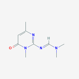 molecular formula C9H14N4O B2845507 (E)-N'-(1,4-dimethyl-6-oxo-1,6-dihydropyrimidin-2-yl)-N,N-dimethylmethanimidamide CAS No. 445033-81-8