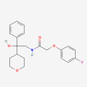 molecular formula C21H24FNO4 B2845522 2-(4-fluorophenoxy)-N-(2-hydroxy-2-phenyl-2-(tetrahydro-2H-pyran-4-yl)ethyl)acetamide CAS No. 2034330-07-7