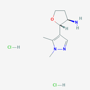 molecular formula C9H17Cl2N3O B2845524 (2S,3R)-2-(1,5-dimethyl-1H-pyrazol-4-yl)oxolan-3-amine dihydrochloride CAS No. 2044705-53-3