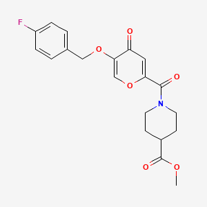 molecular formula C20H20FNO6 B2845535 methyl 1-(5-((4-fluorobenzyl)oxy)-4-oxo-4H-pyran-2-carbonyl)piperidine-4-carboxylate CAS No. 1021134-64-4