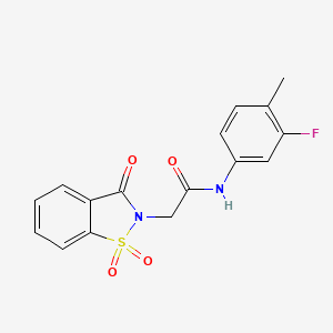 N-(3-fluoro-4-methylphenyl)-2-(1,1,3-trioxo-1,2-benzothiazol-2-yl)acetamide