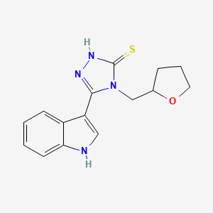 molecular formula C15H16N4OS B2845559 5-(1H-indol-3-yl)-4-(oxolan-2-ylmethyl)-4H-1,2,4-triazole-3-thiol CAS No. 565209-29-2