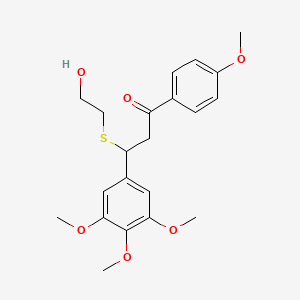 molecular formula C21H26O6S B2845564 3-[(2-羟乙基)硫代基]-1-(4-甲氧基苯基)-3-(3,4,5-三甲氧基苯基)丙酮 CAS No. 385786-13-0